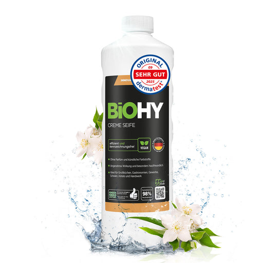 BiOHY Creme Seife 1 Liter – Nachfüllflasche mit parfümfreier Waschlotion für Seifenspender