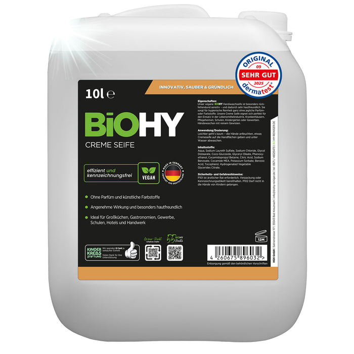 BiOHY Creme Seife 10-Liter-Kanister – Großgebinde Handwaschcreme zum Nachfüllen von Seifenspendern