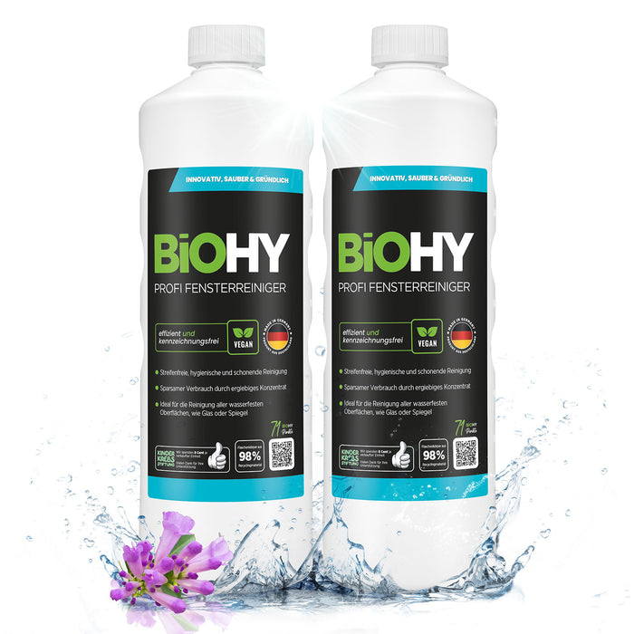 BiOHY Profi Fensterreiniger 2er-Pack (2 x 1 Liter) – Vorteilspack für klare Scheiben