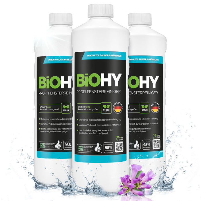 BiOHY Profi Fensterreiniger 3er-Pack (3 x 1 Liter) – Sparpaket für Fenster und Glas