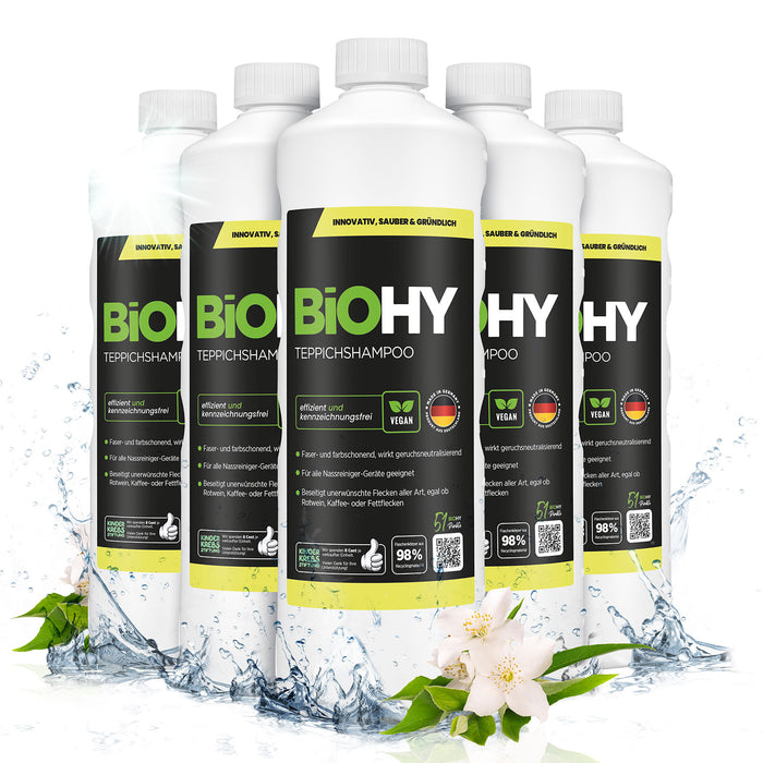 BiOHY Teppichshampoo 6er-Pack (6 x 1 Liter) – Vorratspack für Gebäudereiniger