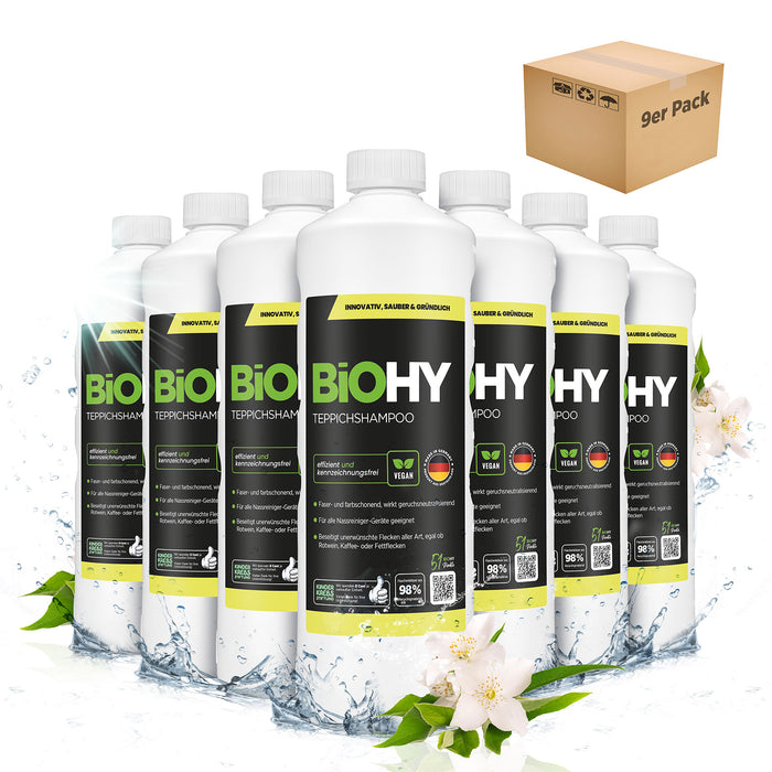 BiOHY Teppichshampoo 9er-Pack (9 x 1 Liter) – Großpack für Hotels und Büros