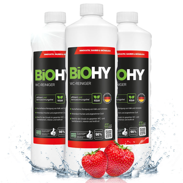 BiOHY WC-Reiniger 3er-Pack (3 x 1 Liter) – Sparpaket gegen Urinstein und Kalk