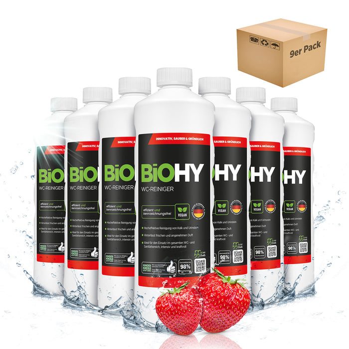 BiOHY WC-Reiniger 9er-Pack (9 x 1 Liter) – Großpack für Gebäudereinigung