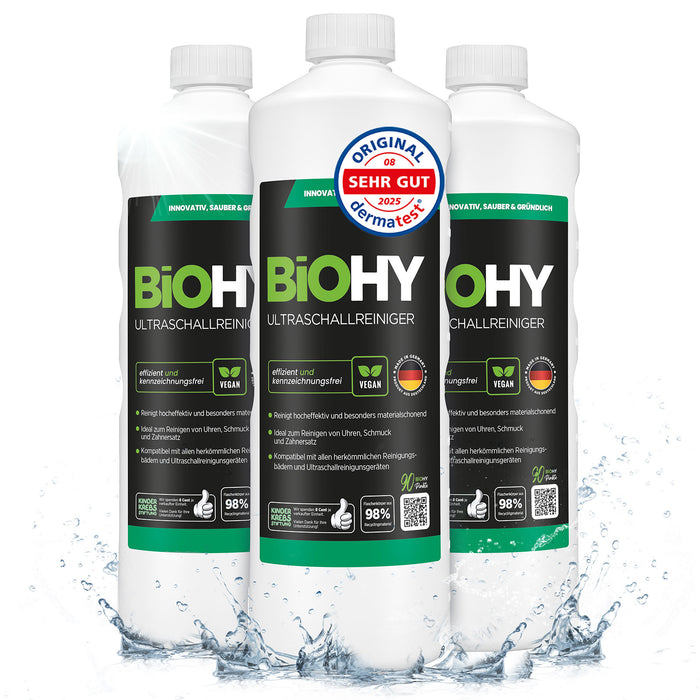 BiOHY Ultraschallreiniger 3er-Pack (3 x 1 Liter) – Sparpaket für Optiker und Juweliere