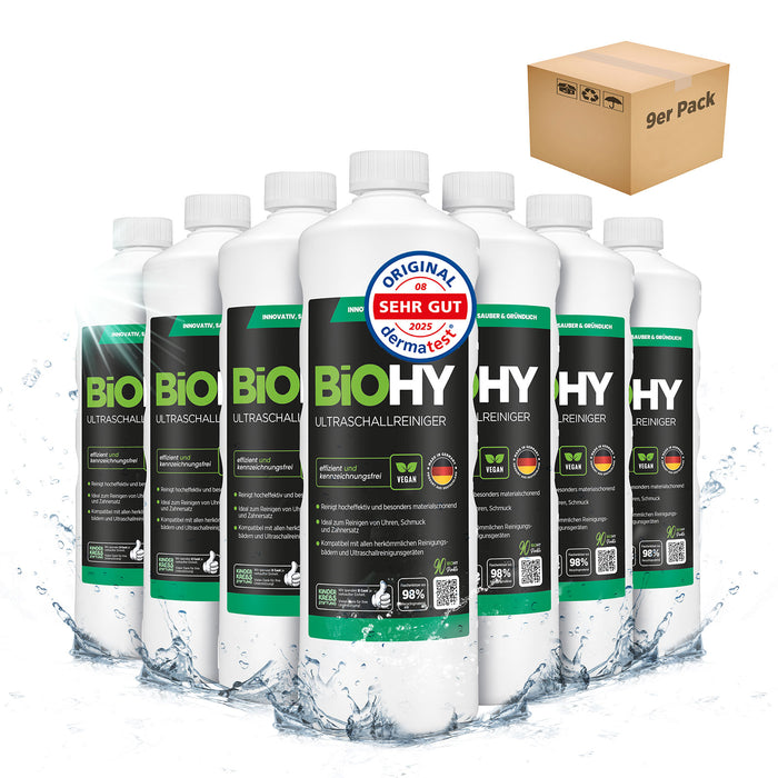 BiOHY Ultraschallreiniger 9er-Pack (9 x 1 Liter) – Großpack für Industrie und Handwerk