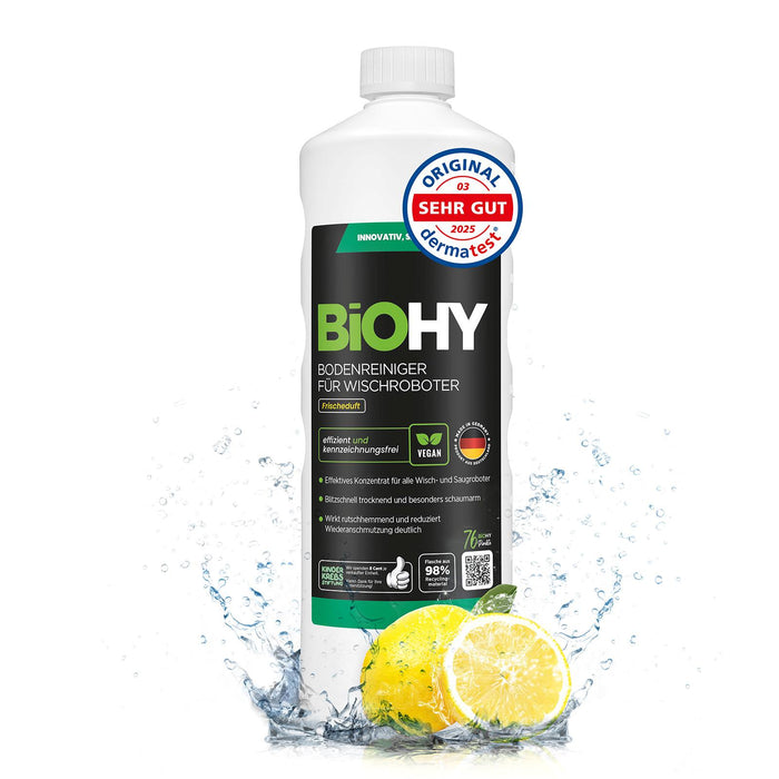 BiOHY Bodenreiniger für Wischroboter, 1-Liter-Flasche, Frontansicht mit Etikett