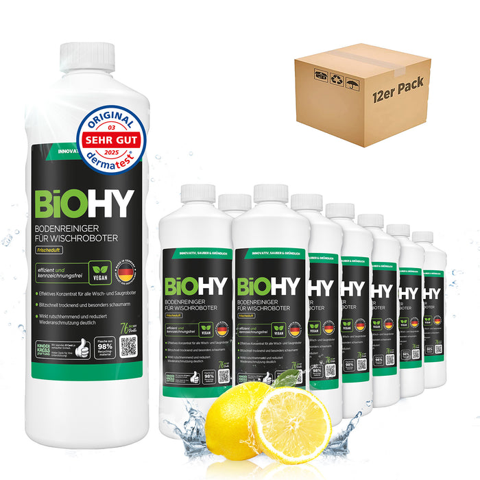 BiOHY Wischroboter-Bodenreiniger Frischeduft – 12er-Gebinde (12 x 1 Liter)
