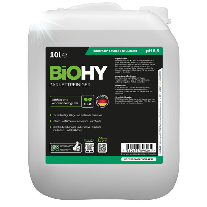 BiOHY Parkettreiniger 10L (B2B) – vegan & Made in Germany (Produktflasche)