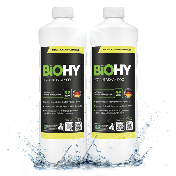 BiOHY KFZ Autoshampoo im 2er-Pack – 2 x 1 Liter Konzentrat