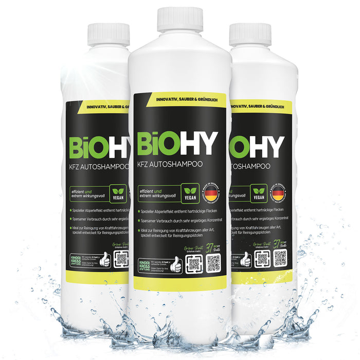 BiOHY KFZ Autoshampoo im 3er-Pack – 3 x 1 Liter Konzentrat