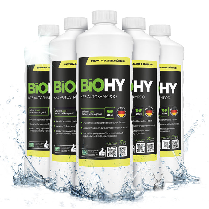 BiOHY KFZ Autoshampoo im 6er-Pack – 6 x 1 Liter Vorratspack