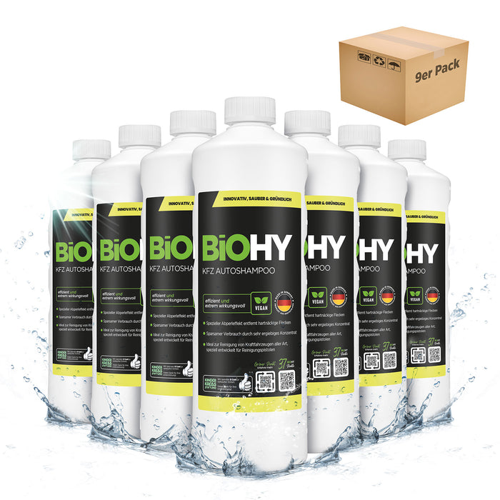 BiOHY KFZ Autoshampoo im 9er-Pack – 9 x 1 Liter Großpack
