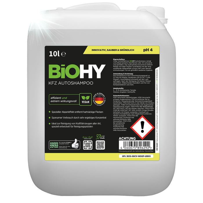 BiOHY KFZ Autoshampoo 10-Liter-Kanister – Großgebinde für Werkstatt, Fuhrpark und Waschplatz