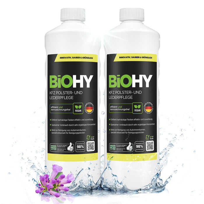BiOHY KFZ Polster- & Lederpflege 2er-Pack (2 x 1 Liter Flasche) – Vorteilspack für die Autopflege