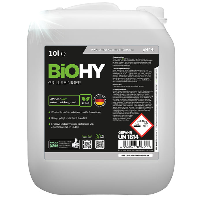 BiOHY Grillreiniger 10L (B2B) – löst eingebranntes Fett (im Einsatz)
