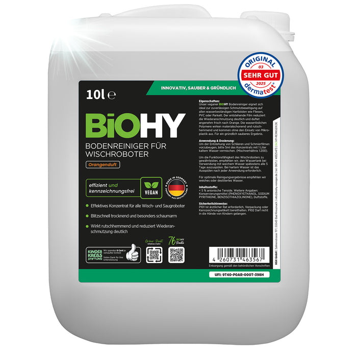 BiOHY Bodenreiniger für Wischroboter mit Orangenduft – gepflegte Böden ohne Rückstände (für Roborock, Dreame & Ecovacs)