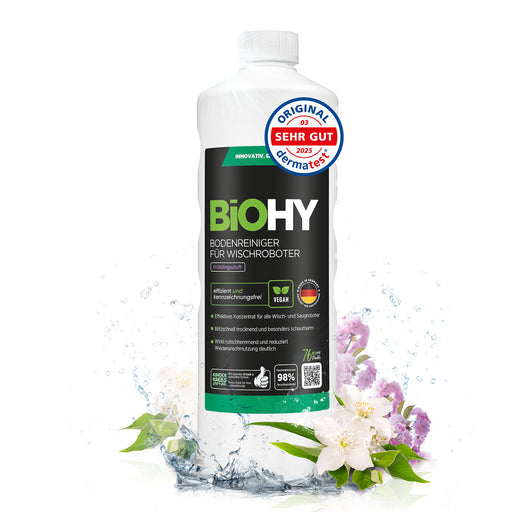 BiOHY Bodenreiniger für Wischroboter mit Frühlingsduft – 1-Liter-Konzentrat, nicht schäumend