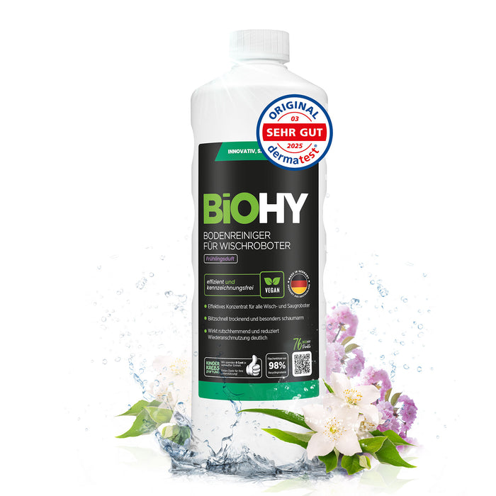 BiOHY Bodenreiniger für Wischroboter mit Frühlingsduft – 1-Liter-Konzentrat, nicht schäumend