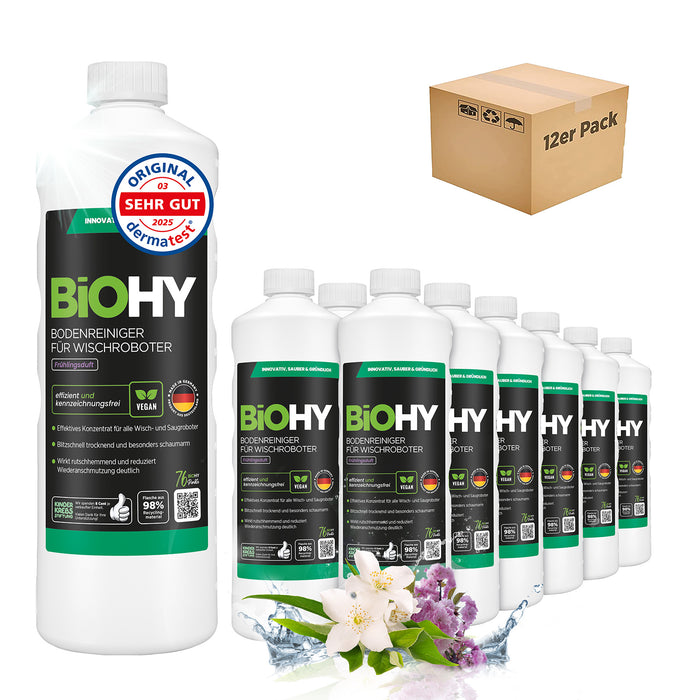 BiOHY Wischroboter-Bodenreiniger Frühlingsduft – 12er-Gebinde (12 x 1 Liter)