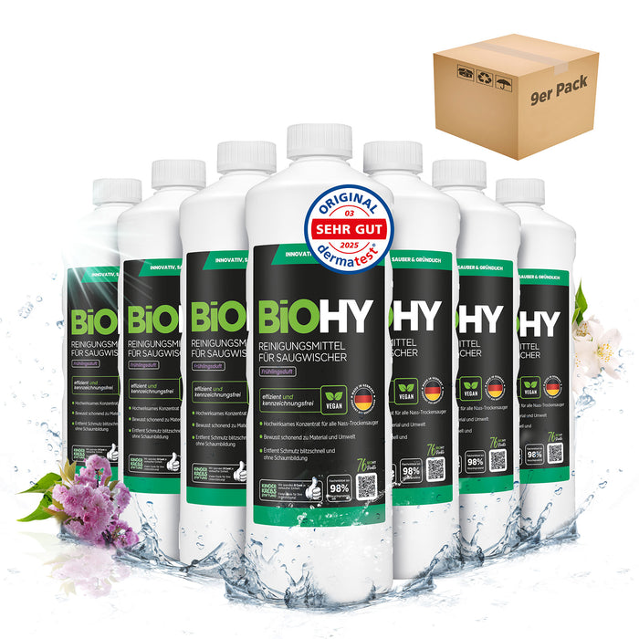 BiOHY Reiniger für Saugwischer mit Frühlingsduft im 9er-Pack (9 x 1 Liter)