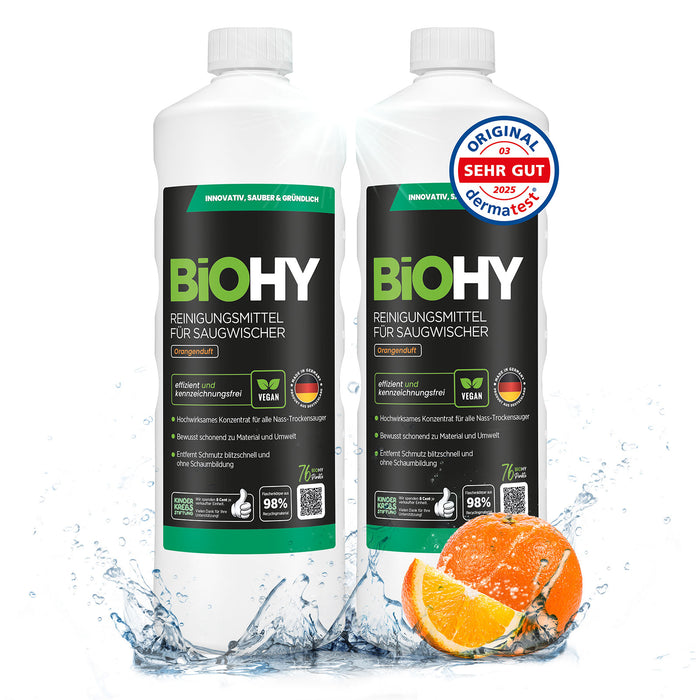 BiOHY Reiniger für Saugwischer mit Orangenduft im 2er-Pack (2 x 1 Liter)