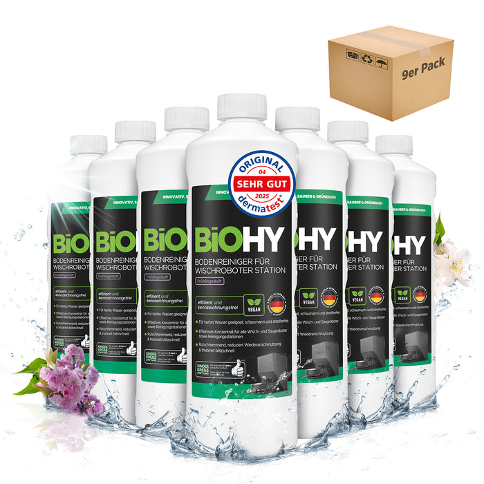 BiOHY Stationsreiniger Frühlingsduft 9er-Pack (9 x 1 Liter) – Großpack mit ergiebigem Konzentrat