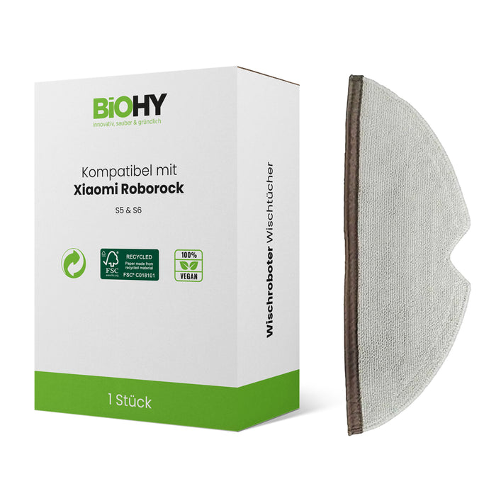 BiOHY Mikrofaser-Wischtücher für Roborock S5 und S6 – Einzeltuch, waschbarer Ersatz