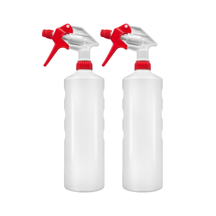BiOHY Sprühflasche 1 Liter Natur – leere Kunststoffflasche mit verstellbarem Sprühkopf, Frontansicht