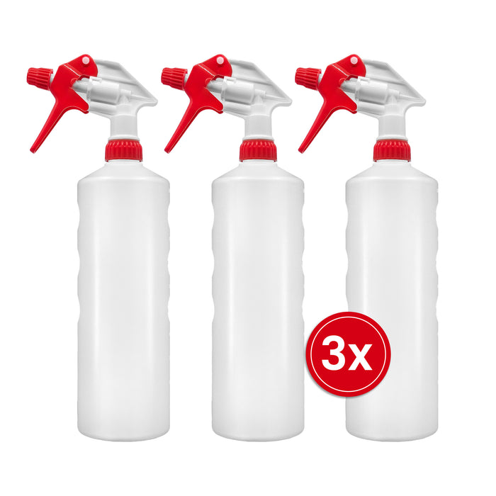 BiOHY Sprühflasche 1 Liter Natur – 3er-Set, veganes Zubehör zum Verdünnen