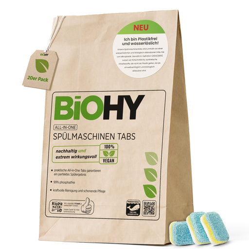 BiOHY All-in-One Spülmaschinentabs, 40 Stück, für Geschirrspüler von Bosch, Siemens und Miele