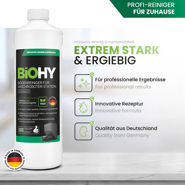 BiOHY Bodenreiniger für Wischroboter Station mit Frühlingsduft – Produktvorteile & Dosierung im Überblick (für Roborock, Dreame & Ecovacs)
