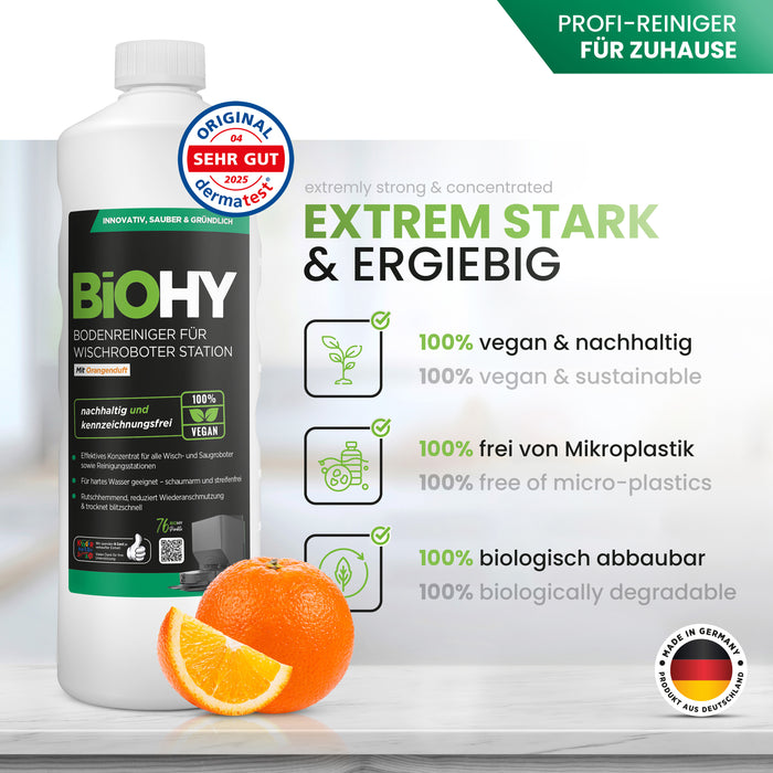 Dosierung des BiOHY Frischeduft-Konzentrats im Frischwassertank der Station
