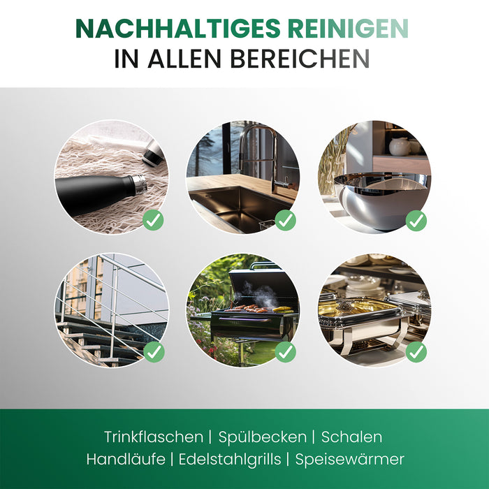 BiOHY Edelstahlreiniger 10 Liter Kanister – Anwendung auf Edelstahlflächen