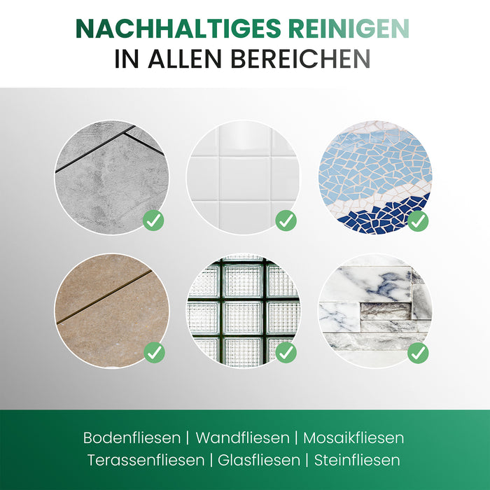 BiOHY Fliesenreiniger – Anwendungsbereiche: Bodenfliesen, Wandfliesen, Fugen und Feinsteinzeug in Bad und Küche