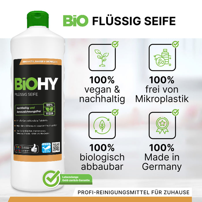BiOHY Flüssig Seife 10 Liter – Infografik mit Produktübersicht der Handseife