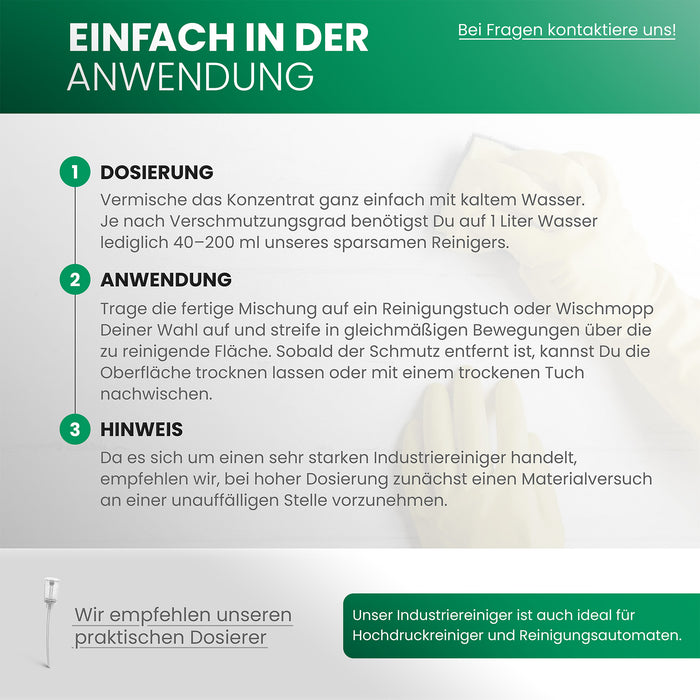 BiOHY Industriereiniger – Rückansicht mit Dosierhinweis