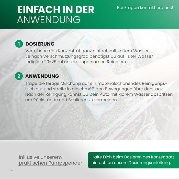 BiOHY KFZ Autoshampoo – Produktinfografik mit weiteren Produktvorteilen