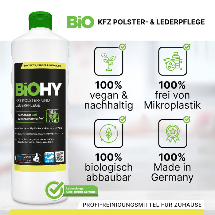 BiOHY KFZ Polster- und Lederpflege 10 Liter – Konzentrat für Autositze, Fußmatten und Leder im Fuhrpark