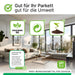 BiOHY Parkettreiniger 10L (B2B) – Produktinfografik zu Eigenschaften und Anwendung