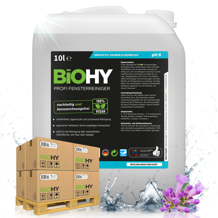 BiOHY Profi Fensterreiniger 500er Palette – Übersichtsaufnahme für Großhandel