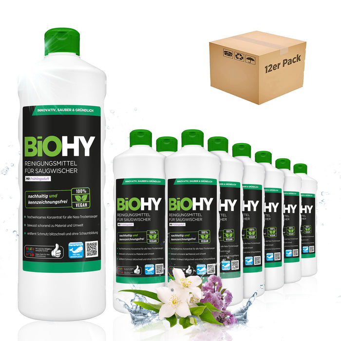 BiOHY Reiniger für Saugwischer mit Frühlingsduft im 12er-Sparpack (12 x 1 Liter)