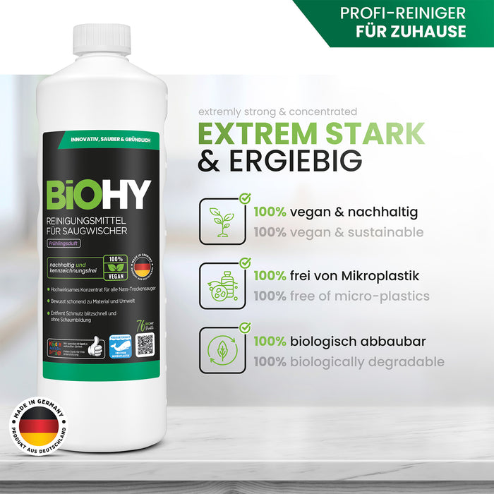 BiOHY Reiniger für Saugwischer mit Frühlingsduft – veganes Konzentrat für Tineco & Kärcher FC Saugwischer (Vorteile auf einen Blick)