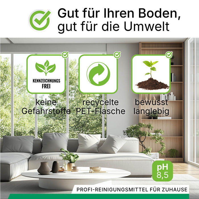BiOHY Reiniger für Saugwischer 10L mit Frühlingsduft – Produktinfografik zu Anwendungsbereichen