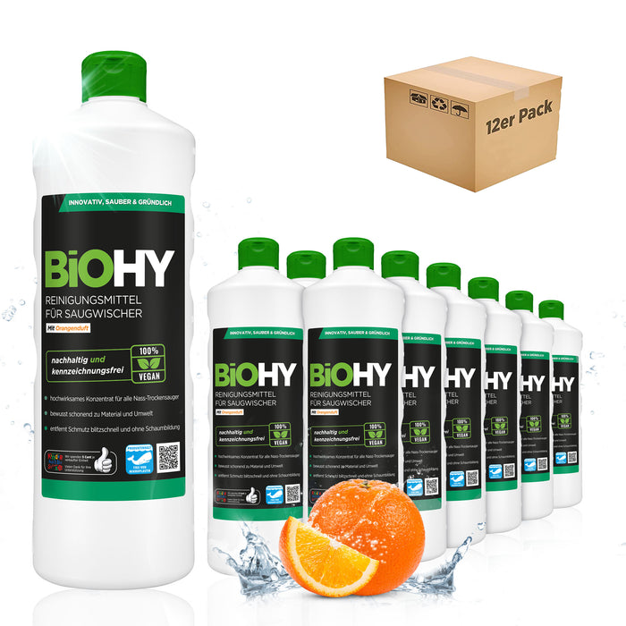BiOHY Reiniger für Saugwischer mit Orangenduft im 12er-Sparpack (12 x 1 Liter)
