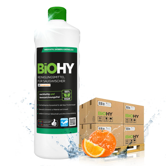 BiOHY Reiniger für Saugwischer mit Orangenduft 480er Palette (480 x 1 Liter Flasche)