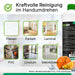 BiOHY Reiniger für Saugwischer 10L mit Orangenduft – Produktinfografik zu Dosierung und Ergiebigkeit
