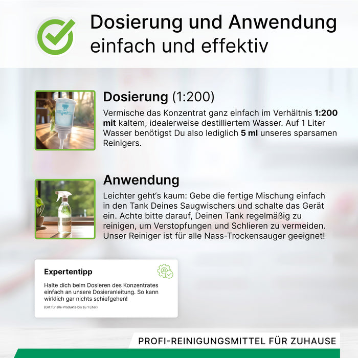 BiOHY Reinigungsmittel für Saugwischer 10 Liter – Infografik Geräte- und Bodeneignung