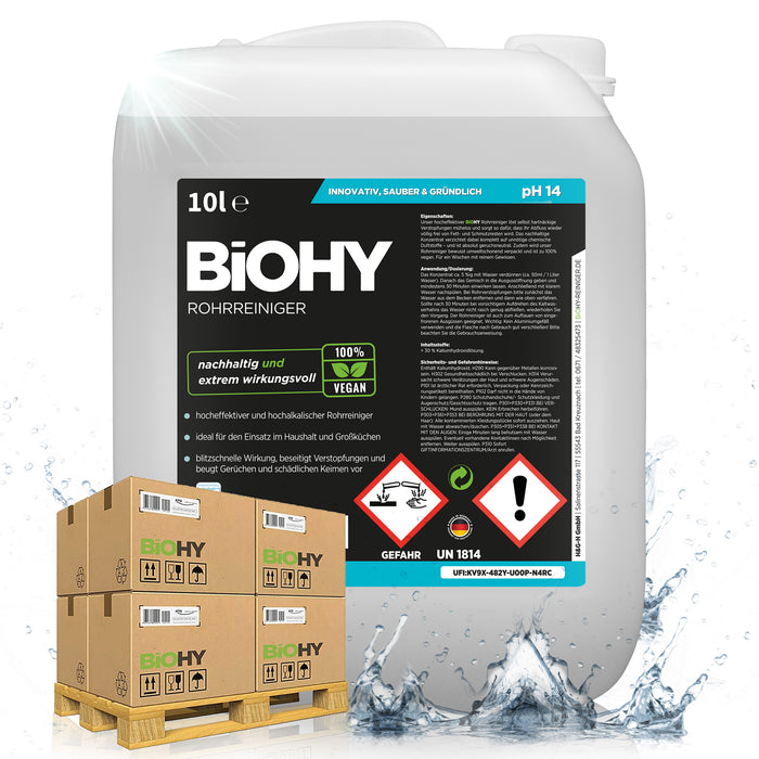 BiOHY Rohrreiniger 500er Palette – Übersichtsaufnahme für Großhandel