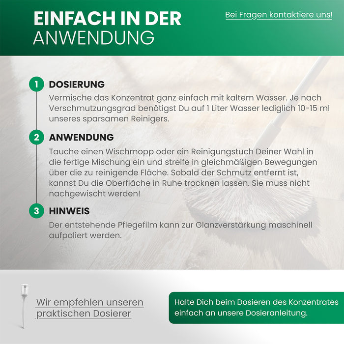 BiOHY Schmierseife – Produktinfografik zu Dosierung und Ergiebigkeit